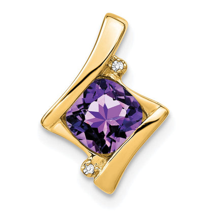 14K Gelbgold Anhänger mit Amethyst und echten Diamanten