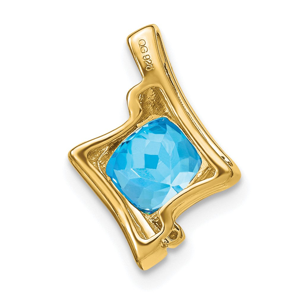 10K Gelbgold Blautopas- und Echtdiamant-Anhänger