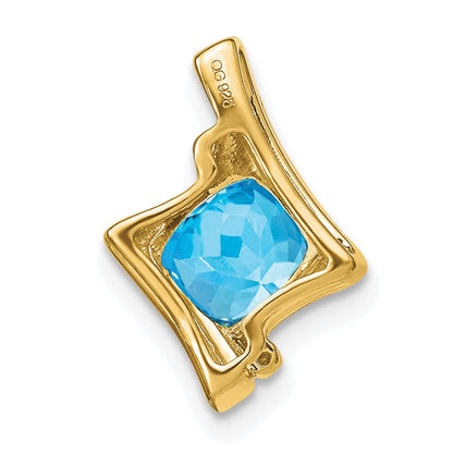 10K Gelbgold Blautopas- und Echtdiamant-Anhänger