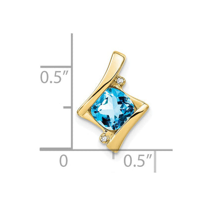 10K Gelbgold Blautopas- und Echtdiamant-Anhänger