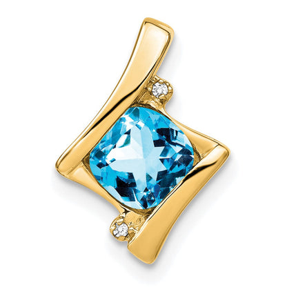 10K Gelbgold Blautopas- und Echtdiamant-Anhänger