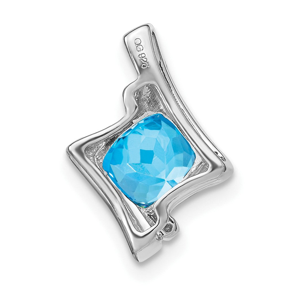 14K Weißgold Anhänger mit Blautopas und echten Diamanten