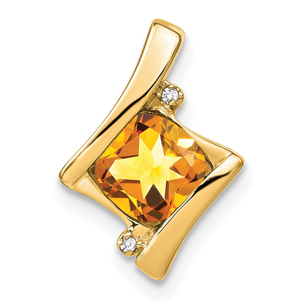 10 Karat Gelbgold Citrin- und Echtdiamant-Anhänger