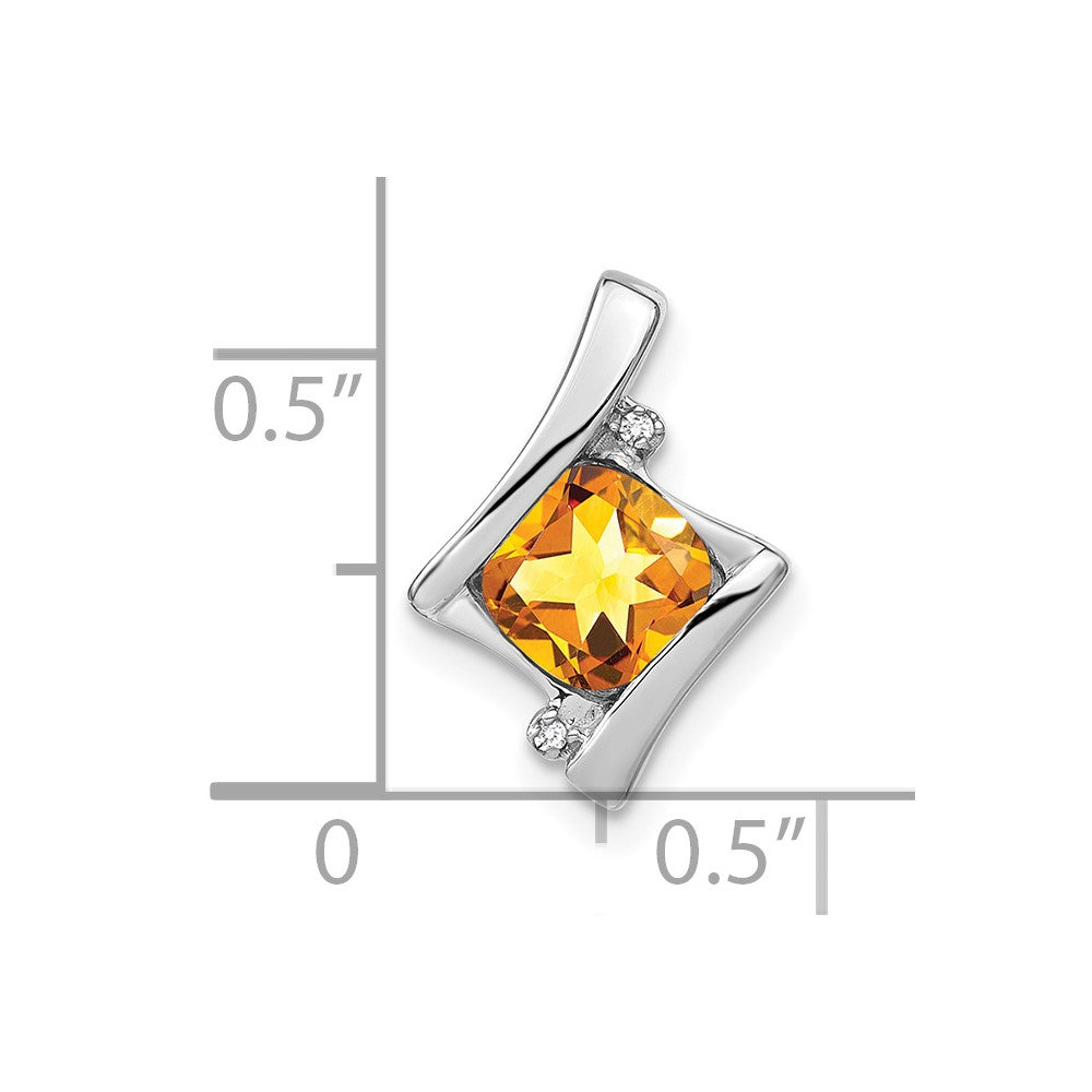 14K Weißgold Citrin- und Echtdiamant-Anhänger