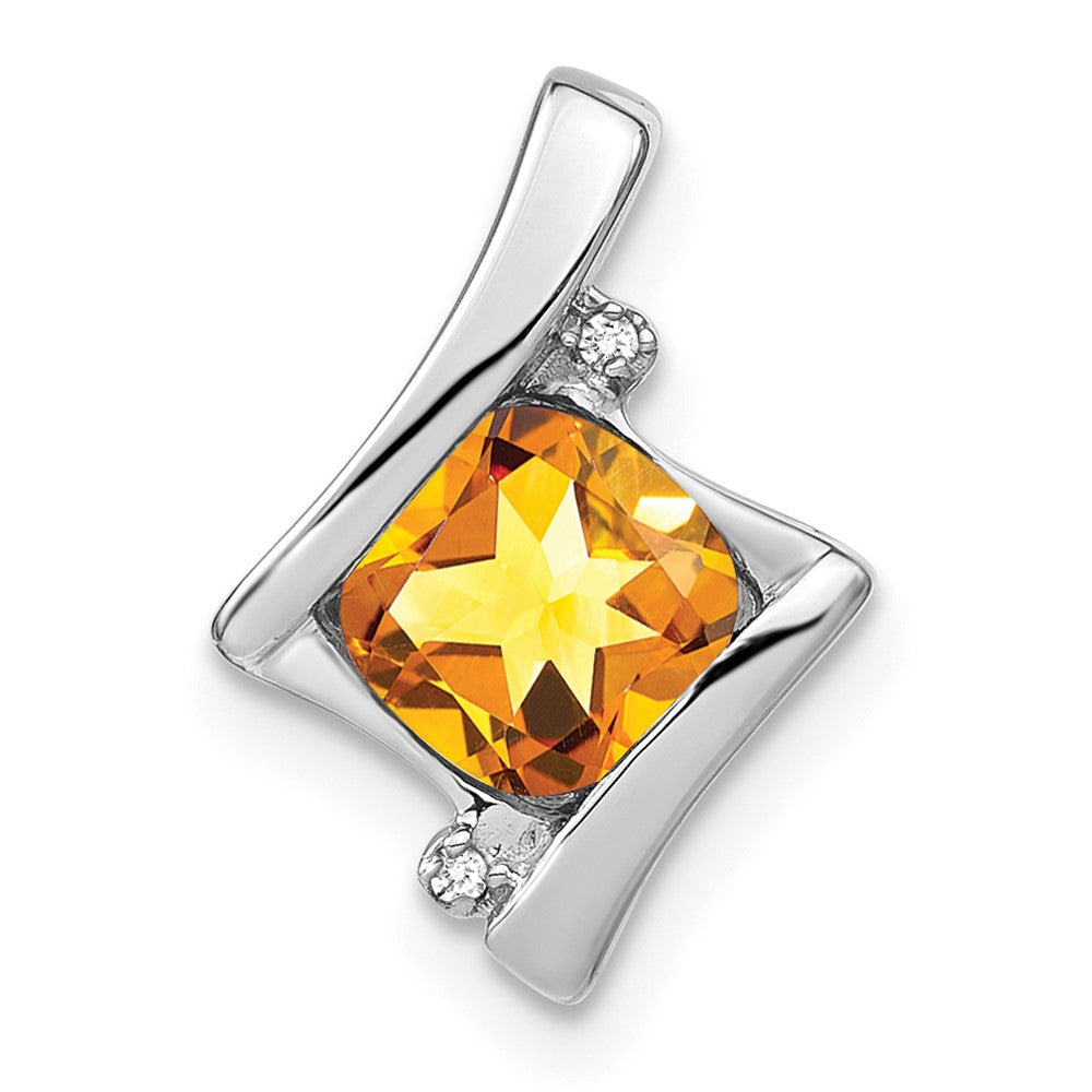 14K Weißgold Citrin- und Echtdiamant-Anhänger