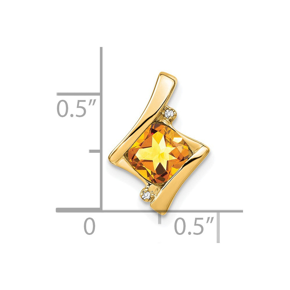 14K Gelbgold Citrin- und Echtdiamant-Anhänger