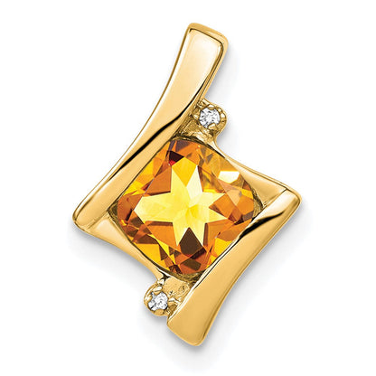 14K Gelbgold Citrin- und Echtdiamant-Anhänger