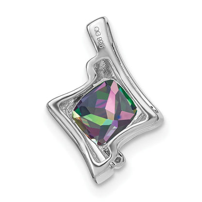 14K Weißgold Anhänger mit Mystic-Fire-Topas und echten Diamanten
