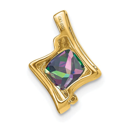 14K Gelbgold Anhänger mit Mystic-Fire-Topas und echtem Diamant