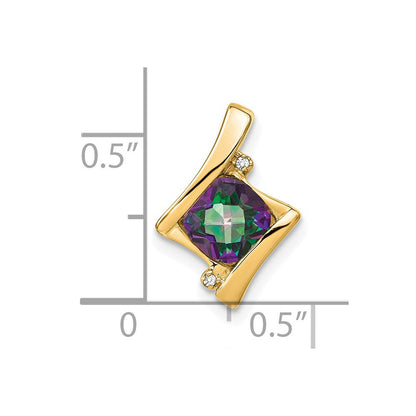 14K Gelbgold Anhänger mit Mystic-Fire-Topas und echtem Diamant