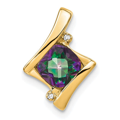 14K Gelbgold Anhänger mit Mystic-Fire-Topas und echtem Diamant