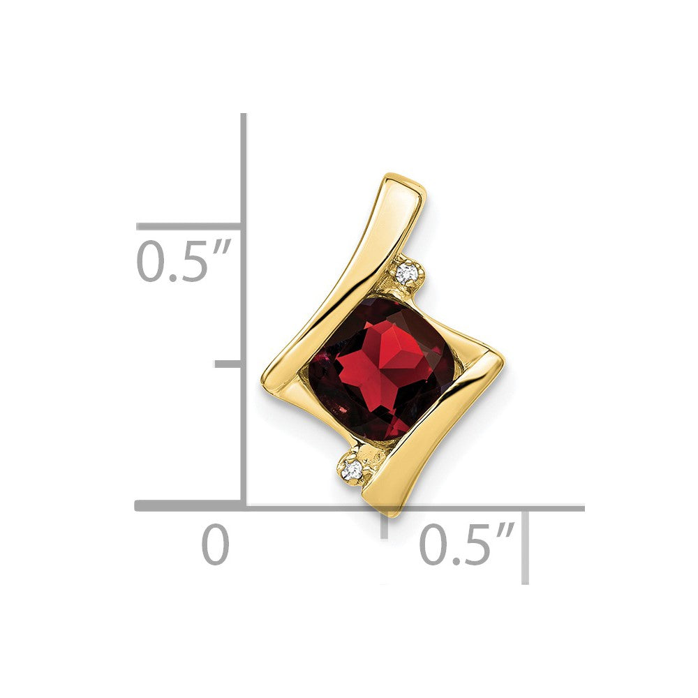 10K Gelbgold Granat- und Echt-Diamant-Anhänger