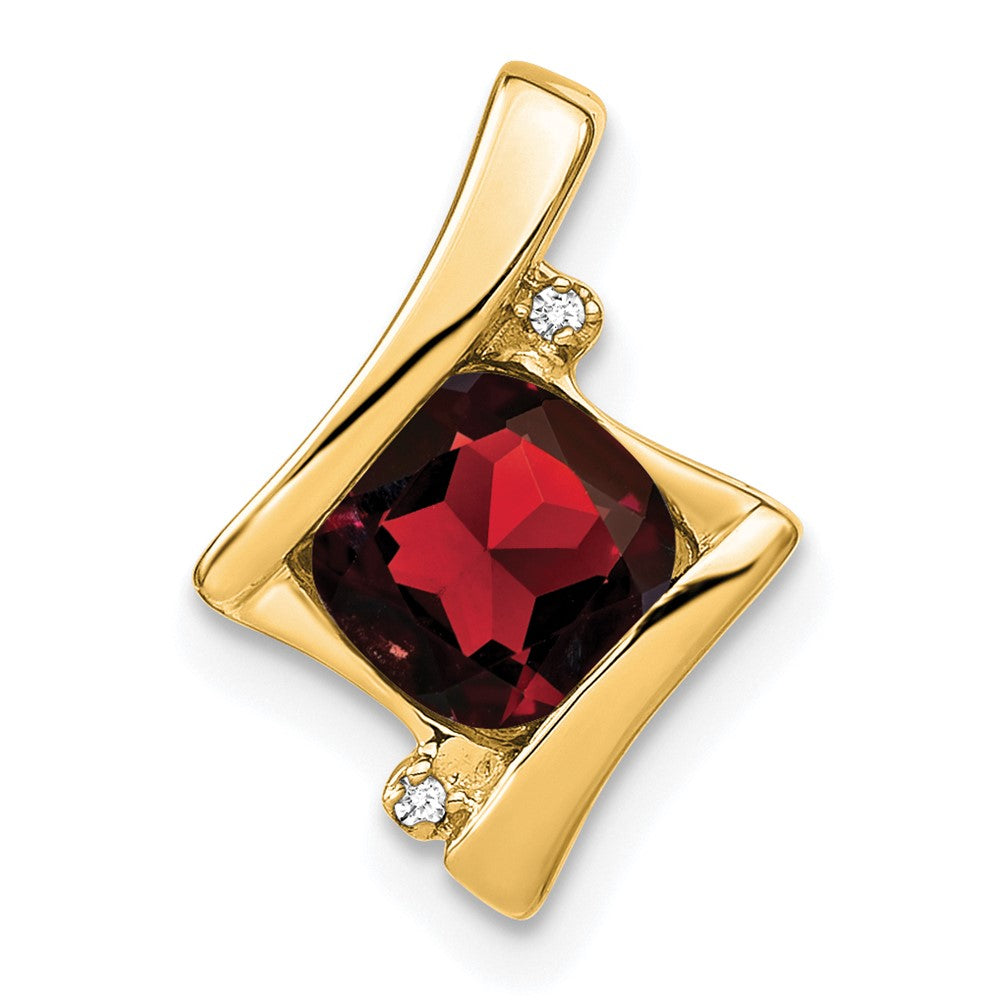 10K Gelbgold Granat- und Echt-Diamant-Anhänger