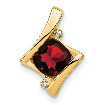 10K Gelbgold Granat- und Echt-Diamant-Anhänger