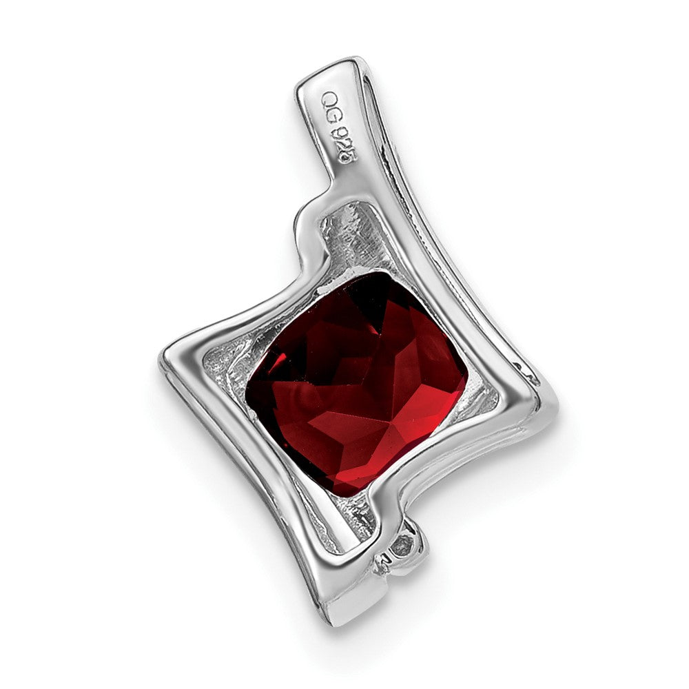 Anhänger aus 14K Weißgold mit Granat und echtem Diamant