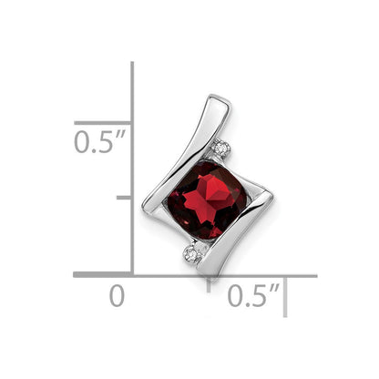 Anhänger aus 14K Weißgold mit Granat und echtem Diamant