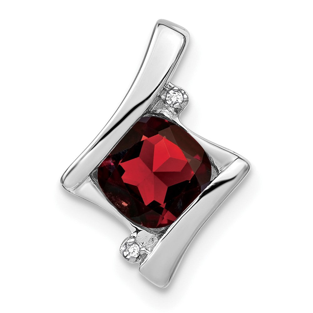 Anhänger aus 14K Weißgold mit Granat und echtem Diamant