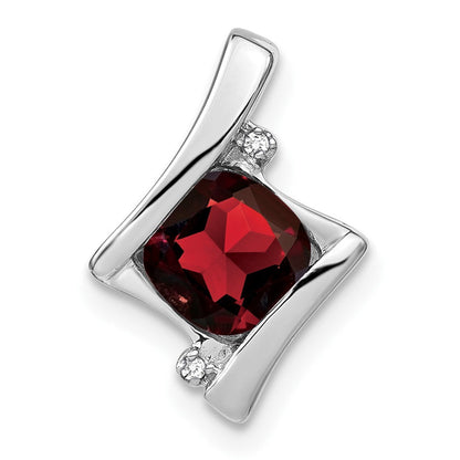 Anhänger aus 14K Weißgold mit Granat und echtem Diamant