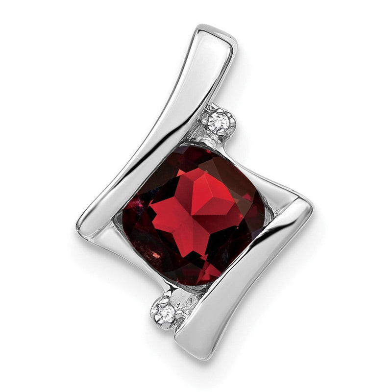 Anhänger aus 14K Weißgold mit Granat und echtem Diamant