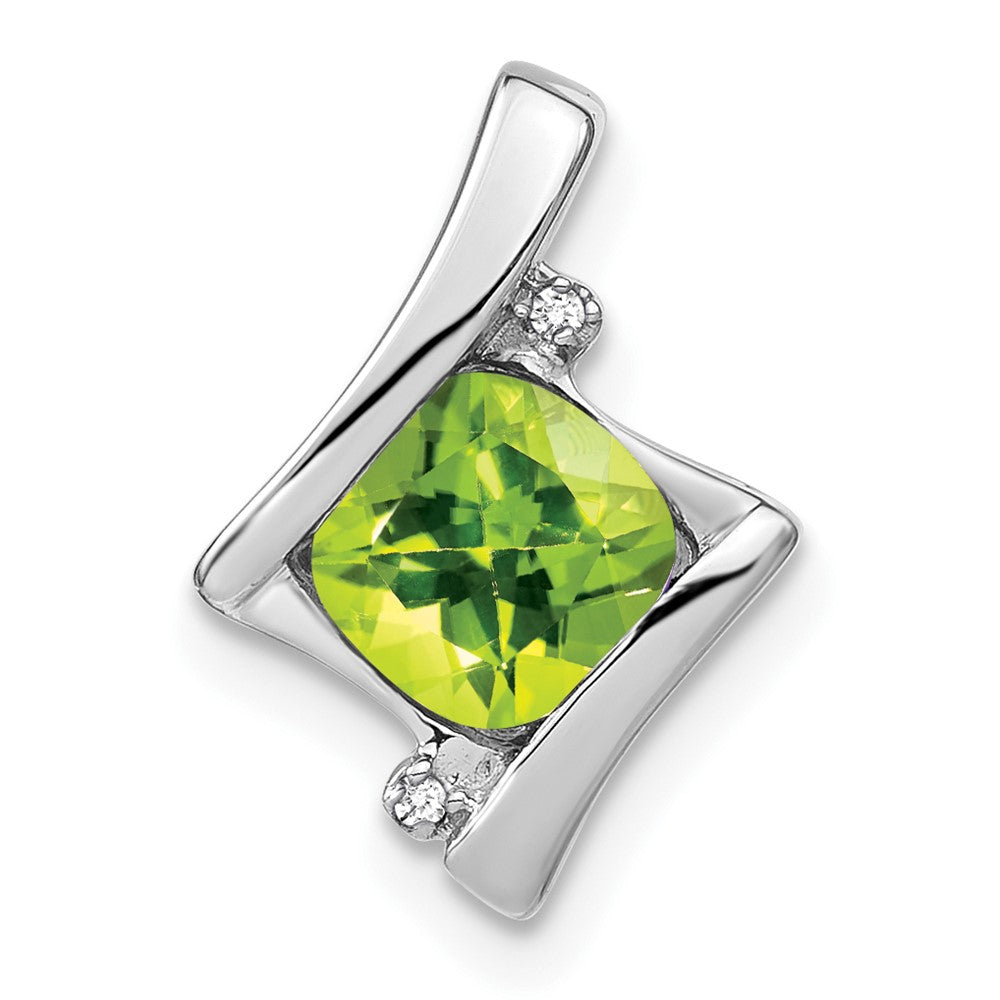 14K Weißgold Peridot- und Echtdiamant-Anhänger