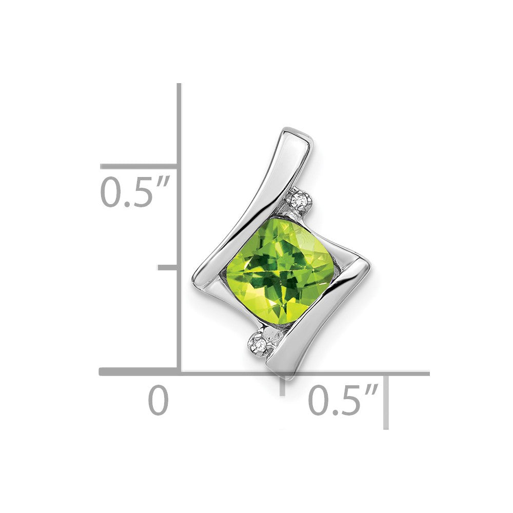 14K Weißgold Peridot- und Echtdiamant-Anhänger