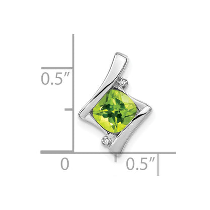 14K Weißgold Peridot- und Echtdiamant-Anhänger