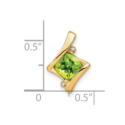 14K Gelbgold Anhänger mit Peridot und echten Diamanten