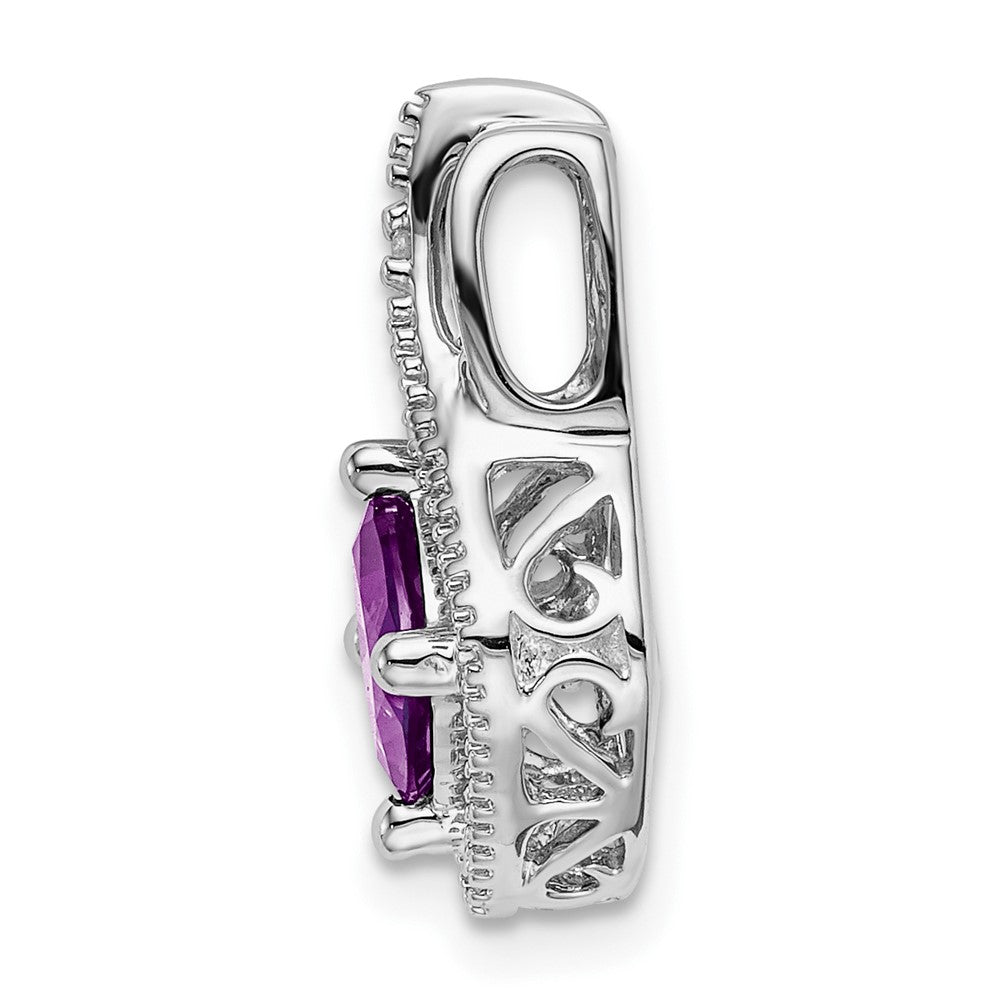 14K Weißgold Amethyst- und Echtdiamant-Anhänger