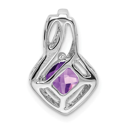 14K Weißgold Amethyst- und Echtdiamant-Anhänger