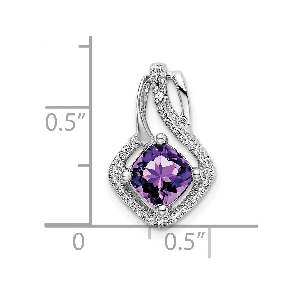 14K Weißgold Amethyst- und Echtdiamant-Anhänger