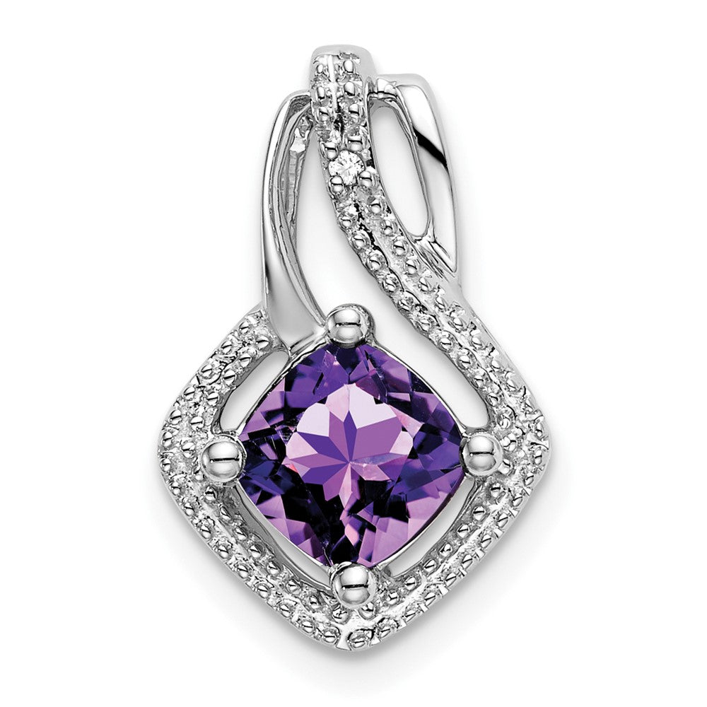 14K Weißgold Amethyst- und Echtdiamant-Anhänger