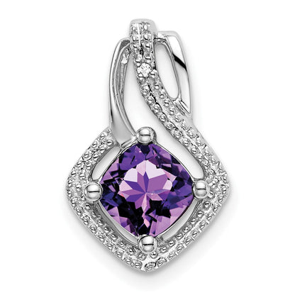 14K Weißgold Amethyst- und Echtdiamant-Anhänger