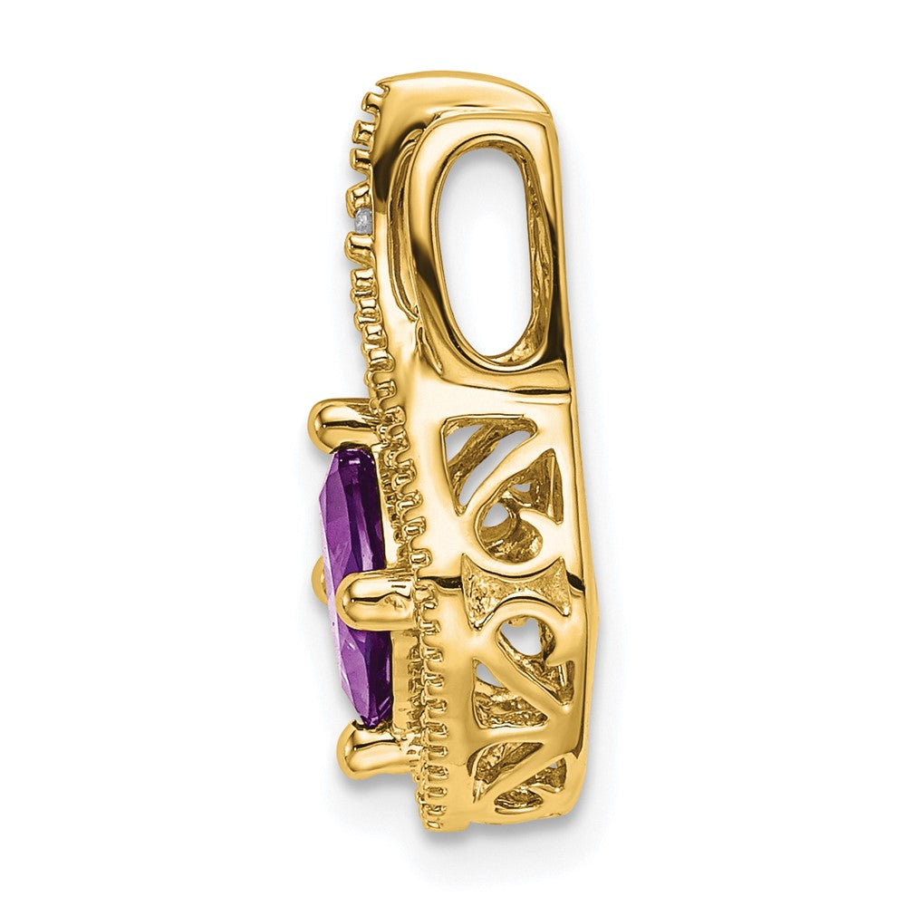 14K Gelbgold Amethyst- und Echt-Diamant-Anhänger