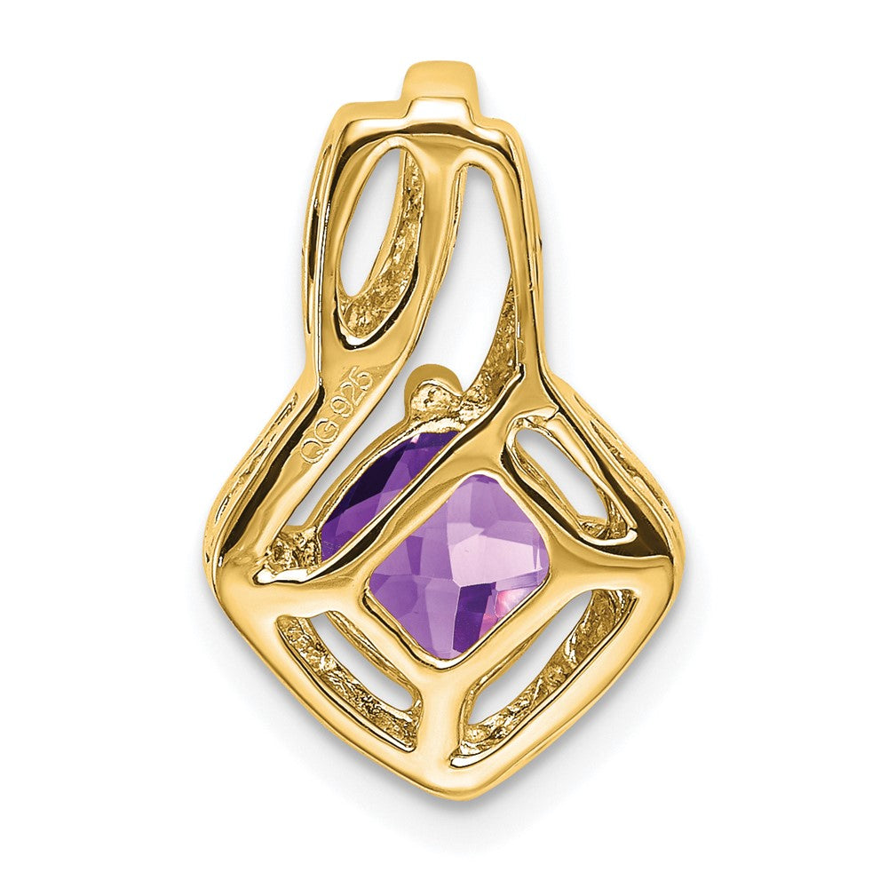 14K Gelbgold Amethyst- und Echt-Diamant-Anhänger
