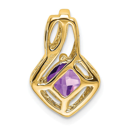 14K Gelbgold Amethyst- und Echt-Diamant-Anhänger