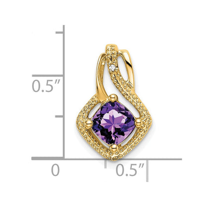 14K Gelbgold Amethyst- und Echt-Diamant-Anhänger