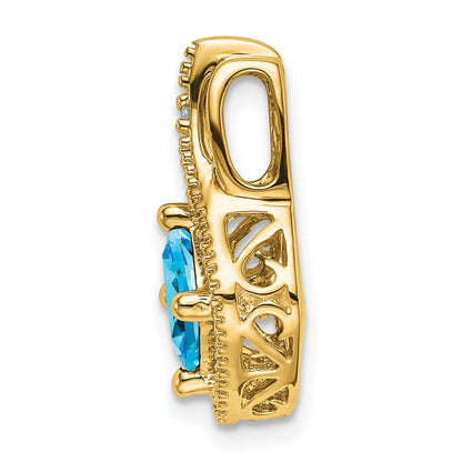 14K Gelbgold Anhänger mit Blautopas und echtem Diamant