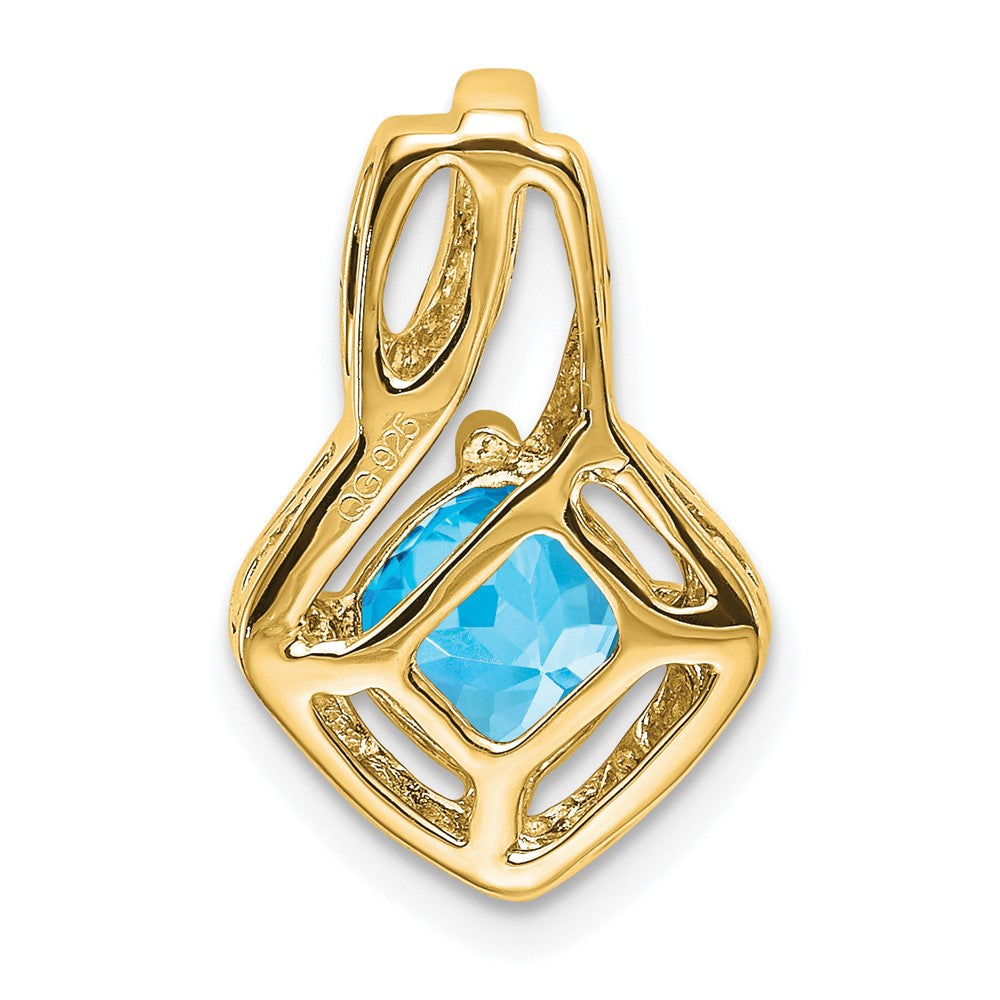 14K Gelbgold Anhänger mit Blautopas und echtem Diamant