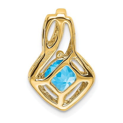 14K Gelbgold Anhänger mit Blautopas und echtem Diamant