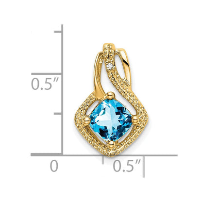 14K Gelbgold Anhänger mit Blautopas und echtem Diamant