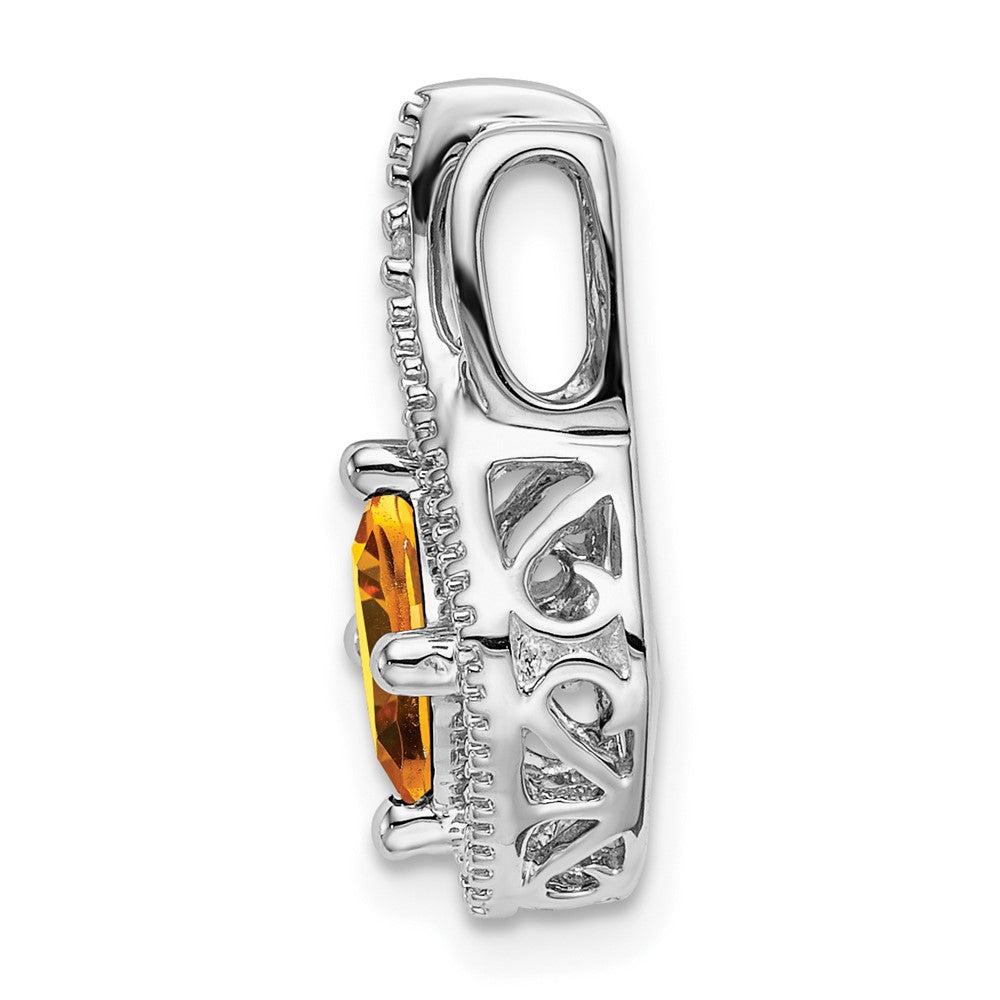 14K Weißgold Citrin- und Echtdiamant-Anhänger