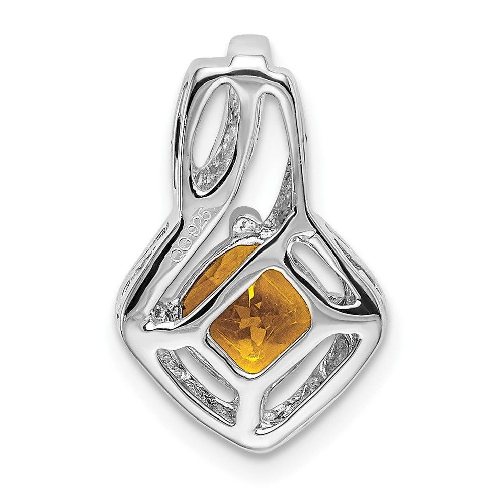 14K Weißgold Citrin- und Echtdiamant-Anhänger