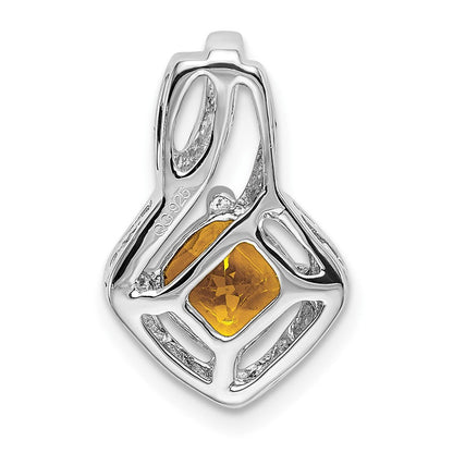 14K Weißgold Citrin- und Echtdiamant-Anhänger