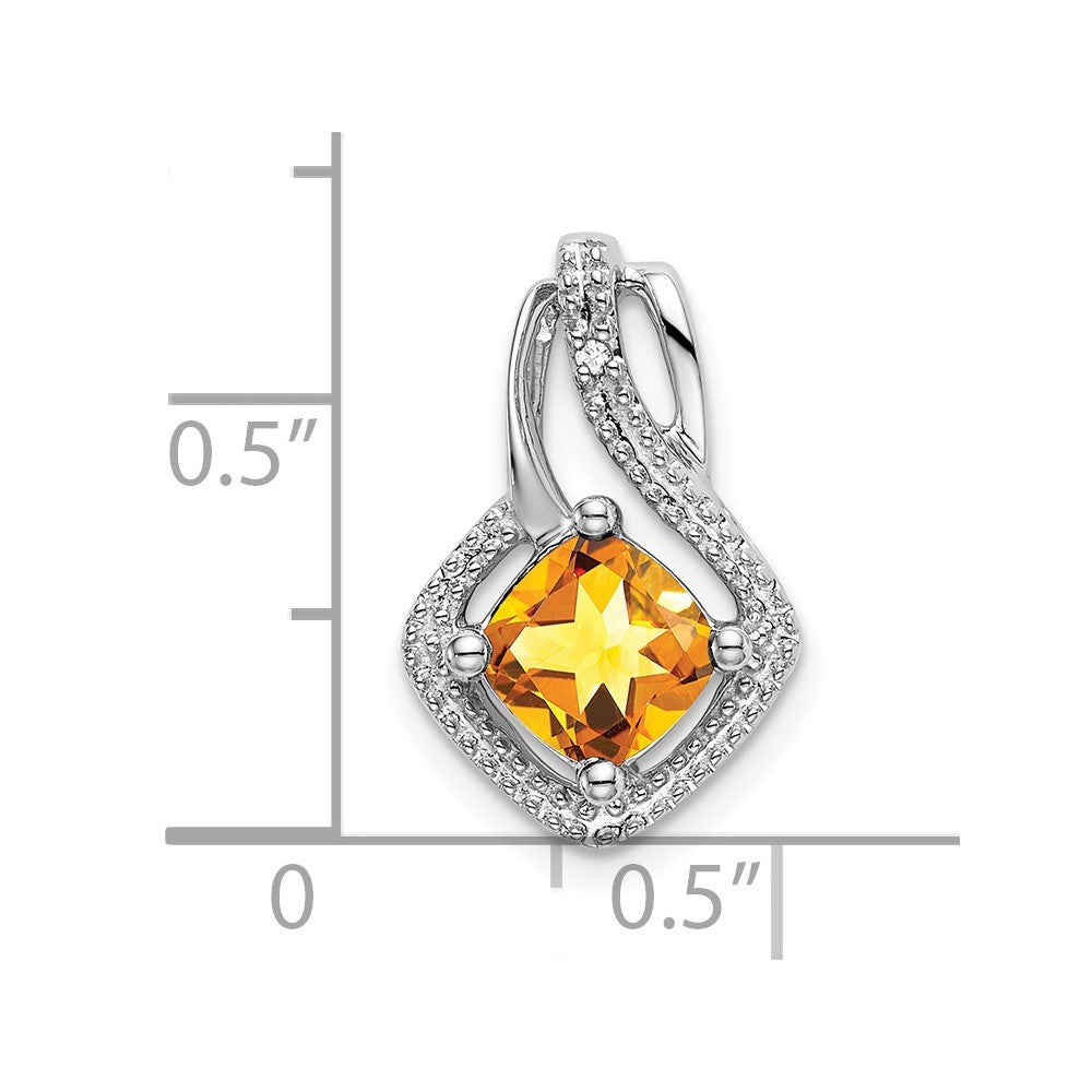 14K Weißgold Citrin- und Echtdiamant-Anhänger