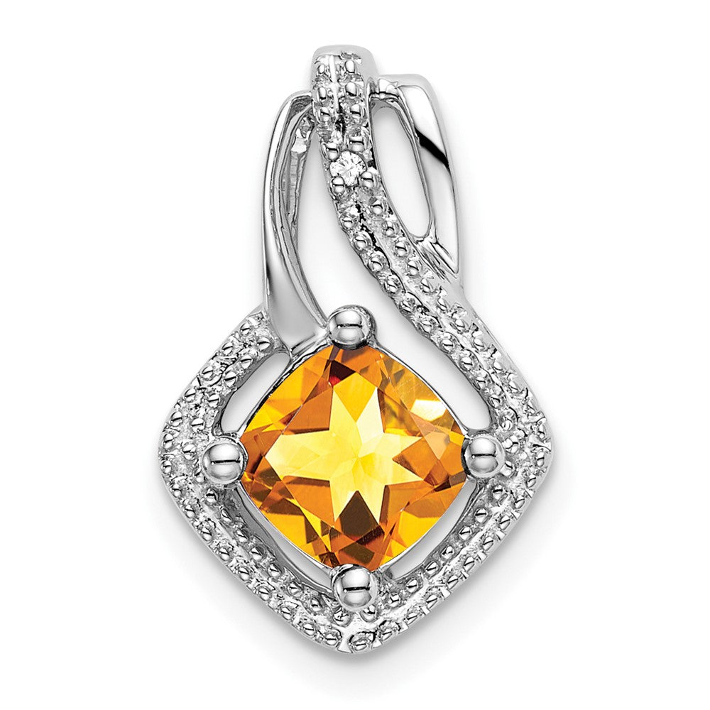 14K Weißgold Citrin- und Echtdiamant-Anhänger