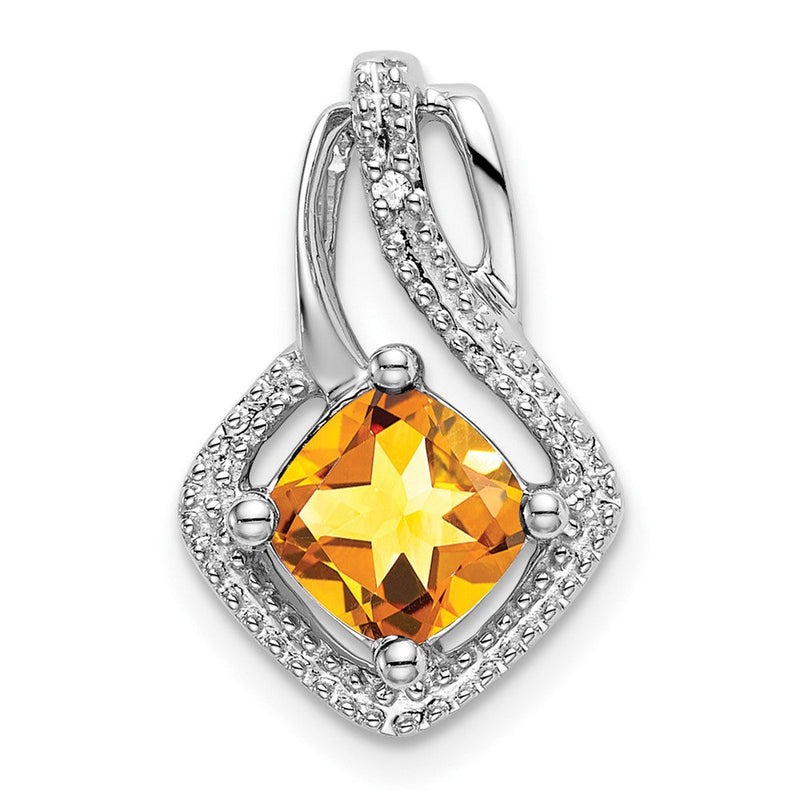 14K Weißgold Citrin- und Echtdiamant-Anhänger