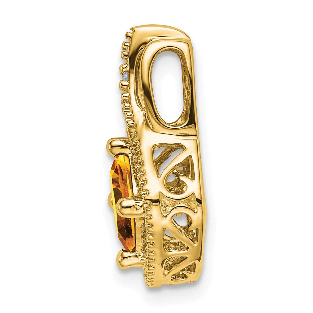 14K Gelbgold Citrin- und Diamant-Anhänger