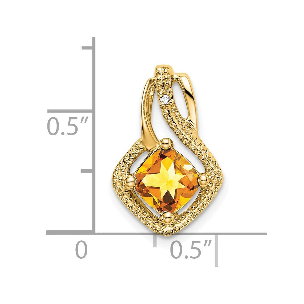 14K Gelbgold Citrin- und Diamant-Anhänger