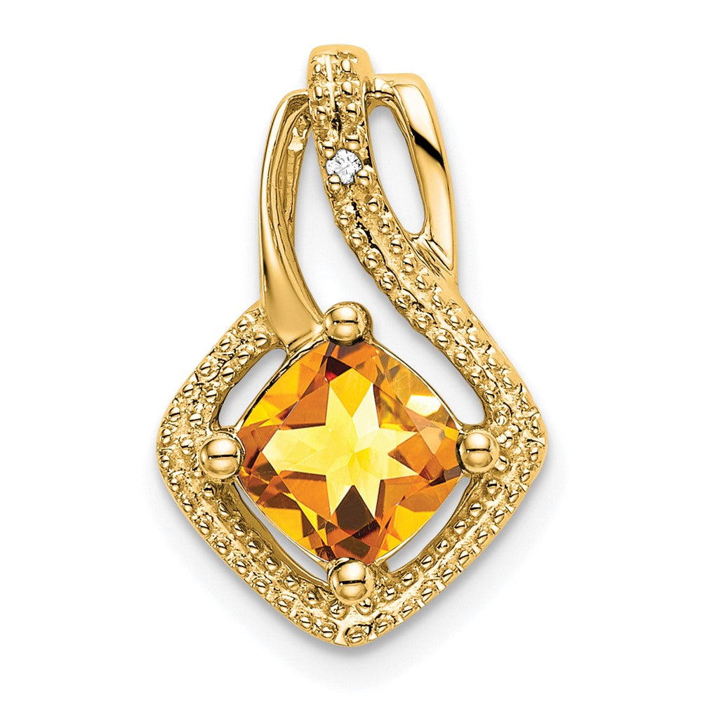 14K Gelbgold Citrin- und Diamant-Anhänger