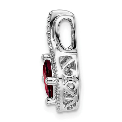Anhänger mit Granat und echtem Diamant aus 14K Weißgold